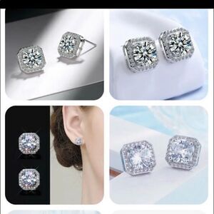 ❤️ Sparking 925 silver Clear Stud Crystal earrings